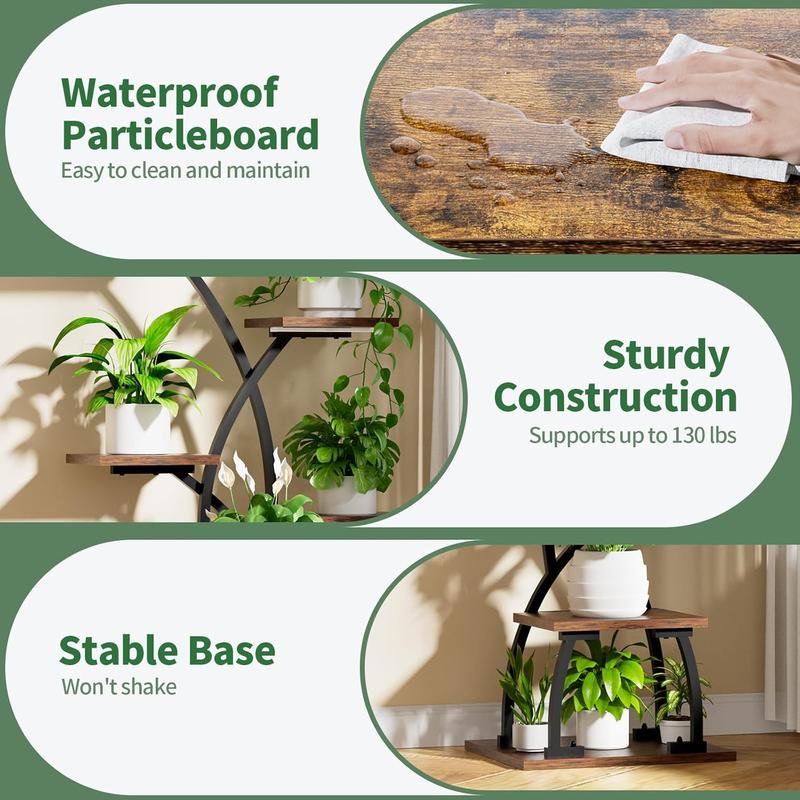 POZILAN Plant Stand Indoor with Grow Lights - 6 Tiered Plant Shelf Indoor, 36“ Corner Plant Shelves for Indoor Plants Multiple, Metal Curved Plant Flower Holder Display Rack for Patio, Balcony, Home Decor Room Gift