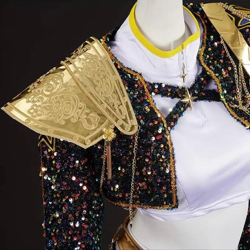 2025 KPop Demon Hunter Cosplay Gold Costume Cartoon Demon HunterCostume Year Fantasy Halloween PartyDance Costume Birthday Gift Girl GroupSong Clothes Dance Moms Fan Dance Costume