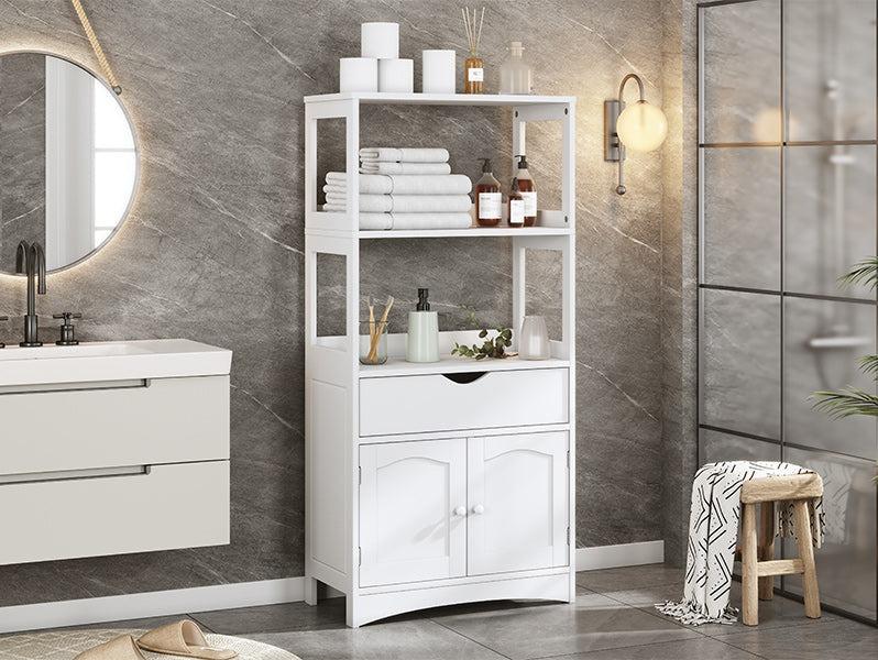 Sikaic Multifunctional Storage Cabinet with Microwave Space Drawer White