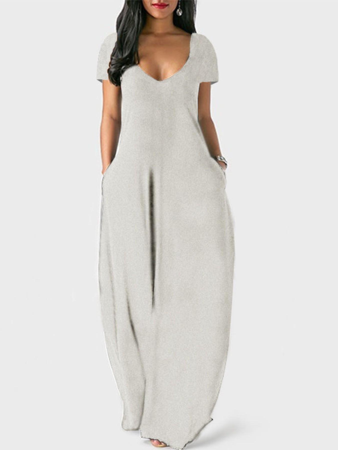 Women's Casual Simple Basic Loose Pocket Long Sleeve Dress, Comfortable and Stylish Design, Perfect for Daily Wear and Relaxing Moments, Casual Dresses