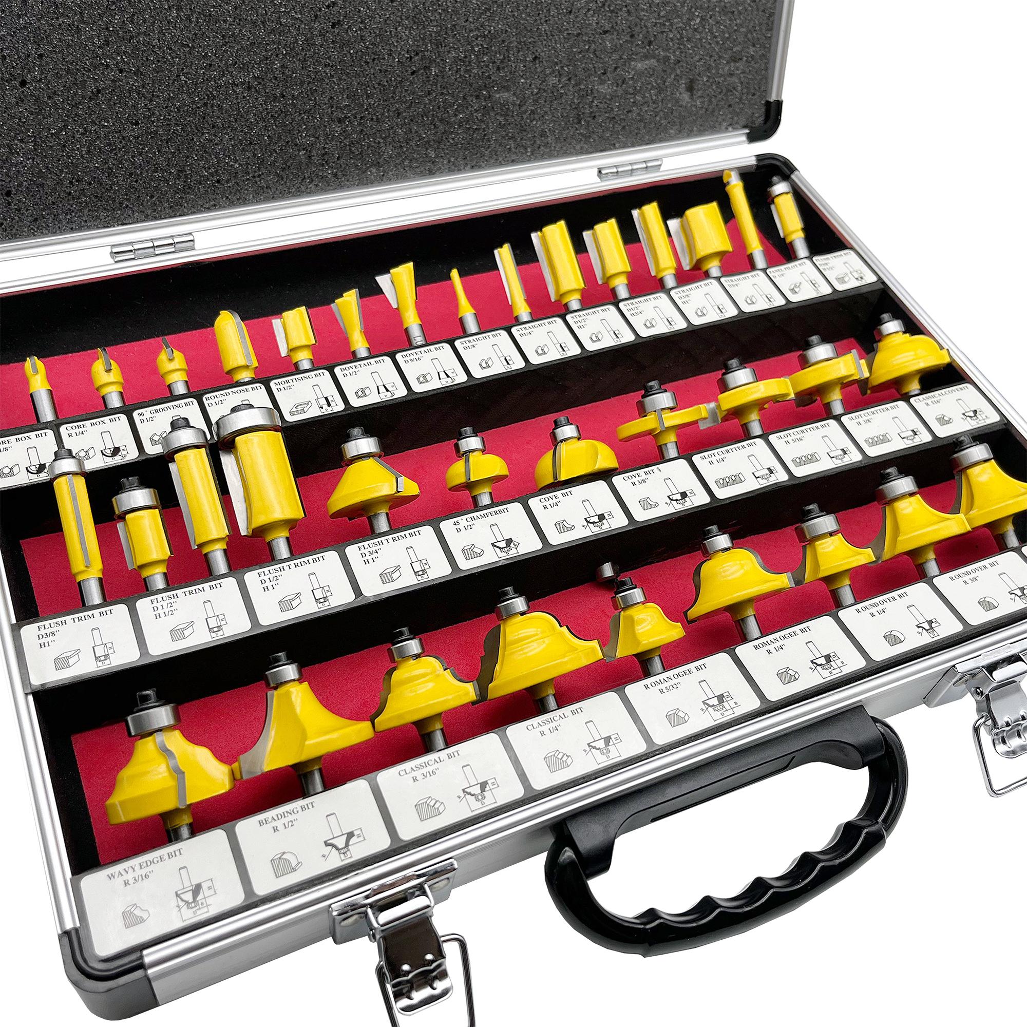 LU&MN Carbide Tipped Router Bit Set ( 35 PCS) with 1/4" Shank Wood Milling Saw Cutter, Multi-Purpose (Woodworking Tools for Home Improvement and DIY) Cutting