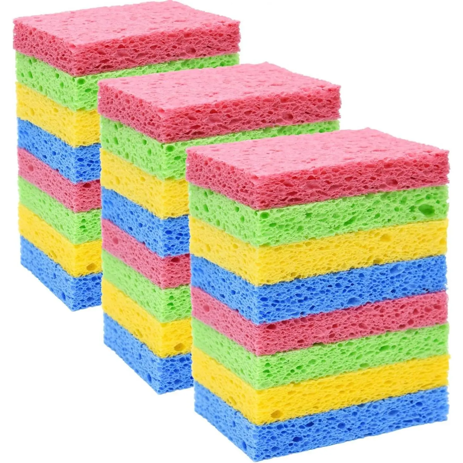 24 Pack Natural Cellulose Compressed Sponges Reusable Non-Scratch Dish Sponges for Kitchen Cleaning DIY