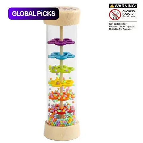 Rain Sound Tube Toy, Rainbow Hourglass Sand Bell Sensory Educational Toy, Classroom Musical Sensory Toy, Available in Small or Large Size, Interactive Play Item, Gift for Kids #GLOBAL PICKS