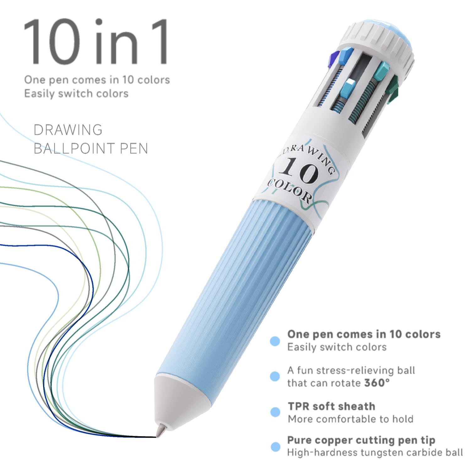 28/60/120 Colors Multicolor Ballpoint Pen Set 0.8mm, 10-in-1 Colored Pens Fine Point Retractable Ballpoint Pens for Office School Supplies Students Gifts, 3/6/12 Pack