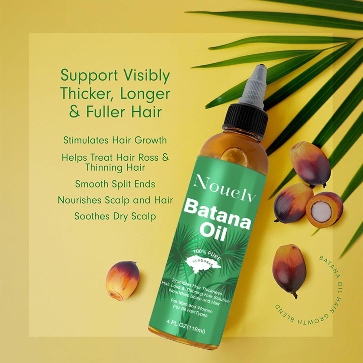 Nouelv Batana Oil for Hair Growth -100% Pure and Natural Raw, Hair Care Oil for Smoothing Frizzand Split Ends, Original Formula for Styling and Volume