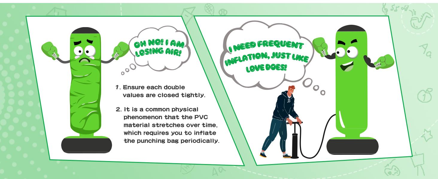 QPAU Premium PVC Kids Punching Bag 66 Inch Stable Inflatable Rebound Boxing Bag with Gloves Stand for Karate Taekwondo MMA Training Exercise Fitness Strength Fun Ages 6-12