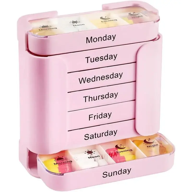 7 Day Large Capacity Portable PillOrganizer Box,Vitamin Organizer, SupplementOrganizer, Detachable Daily Compartments,Weekly Medication Planner, Travel MedicineStorage Case