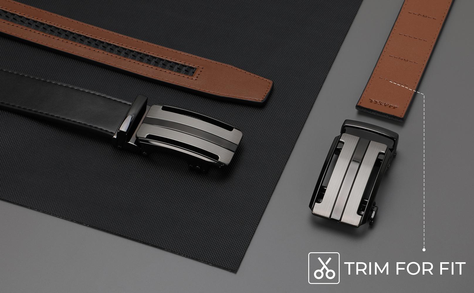 Father's Day Gift Ratchet Mens Belt Leather, Adjustable Quick Release Click Belts for Mens Jeans, Casual & Work