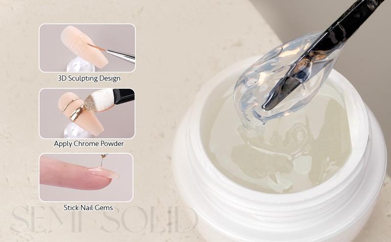 GAOY 3D Sculpting Gel for Nail Art, Semi-solid Nail Gel, No Wipe Nail Modeling Gel for Rubbing Chrome Nail Powder, Sticking Rhinestones and Painting