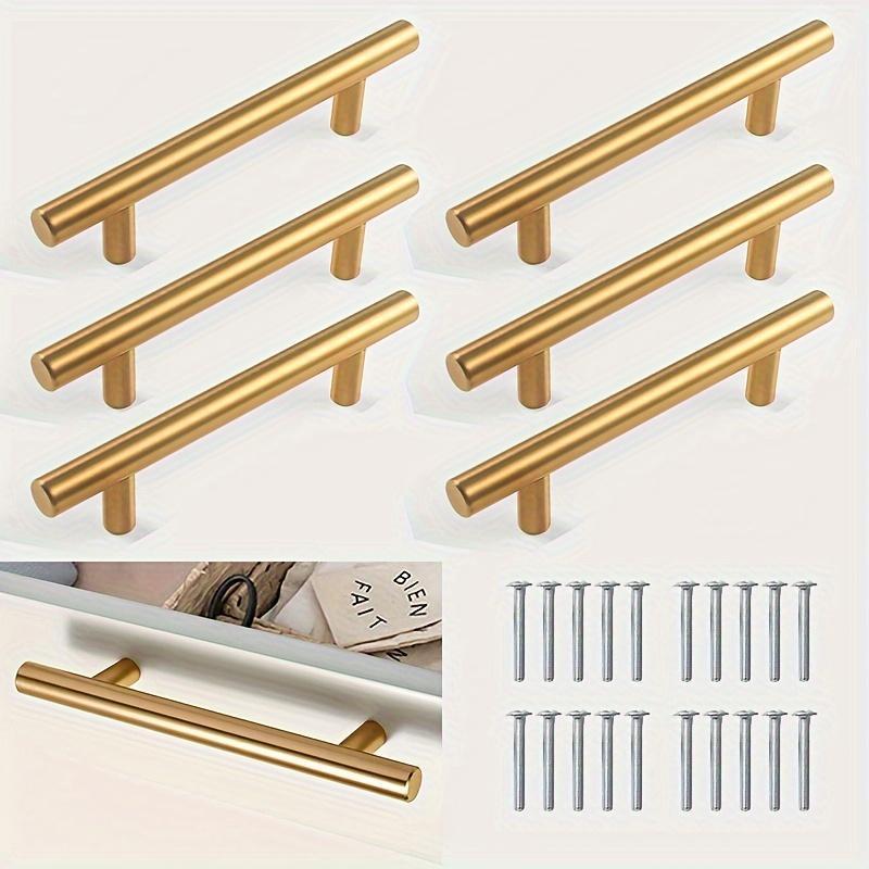 15-Pack Gold Stainless Steel Cabinet Handles - 5.9 Inch Brushed Arched Handles, Suitable for Kitchen Drawers, Includes Screws