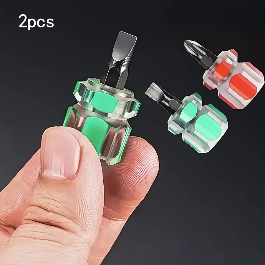 Portable Mini Screwdriver Set, Transparent Handle Precision Repair Tool, Slotted Phillips Short Screwdriver for Household Maintenance, DIY Screwdriver