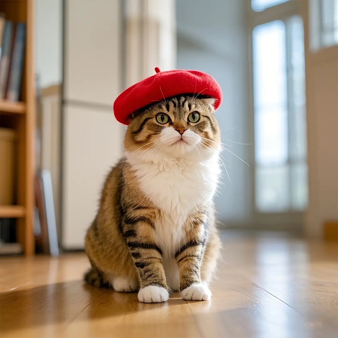 Pet Cat and Dog Hat,  Solid Color Cat Beret for Cute Pets' Casual Outings