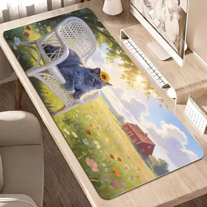 LIVEKEY Aesthetic Sakura Cat Castle Large Gaming Mousepad (80x40cm) - Non-Slip Base, Stitched Edges - Cute Mouse Pad for Gamers, PC Setup Decor, Mouse Pads