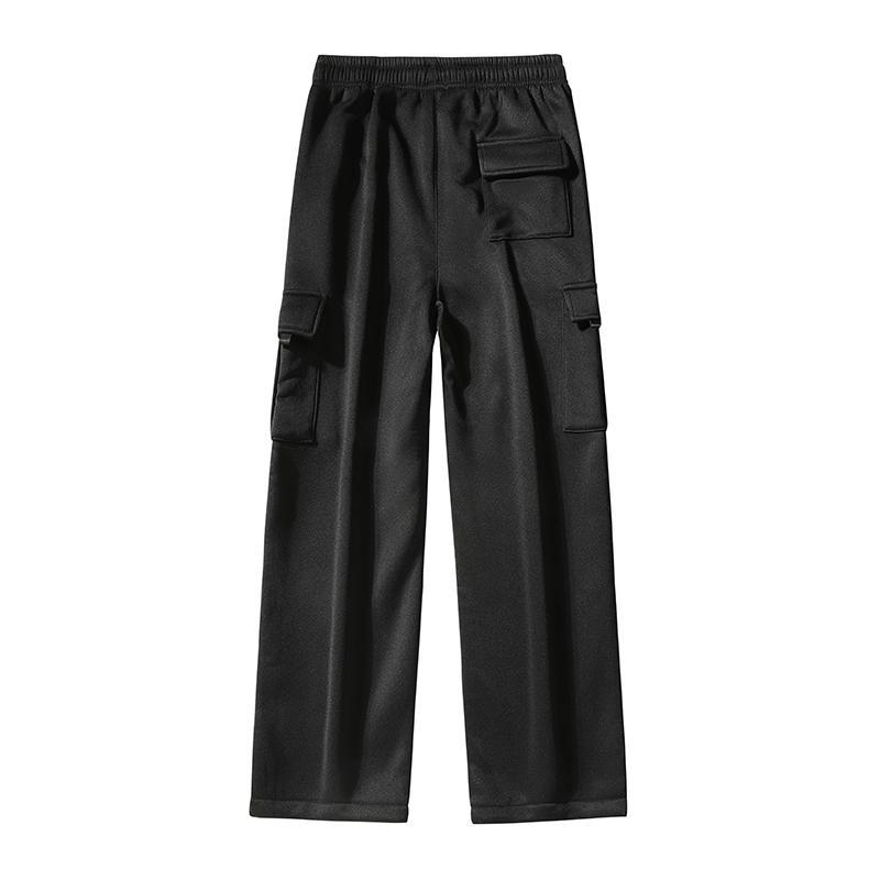 Men's Heather Gray Plain Elastic Cargo Sweatpants - 100% Polyester Fabric Menswear Bottoms, Multi-Pockets, Drawstring Waist, Adjustable Ankle Cuffs, Straight Leg, Relaxed Fit Soft Streetwear for Daily Errands, Lounging