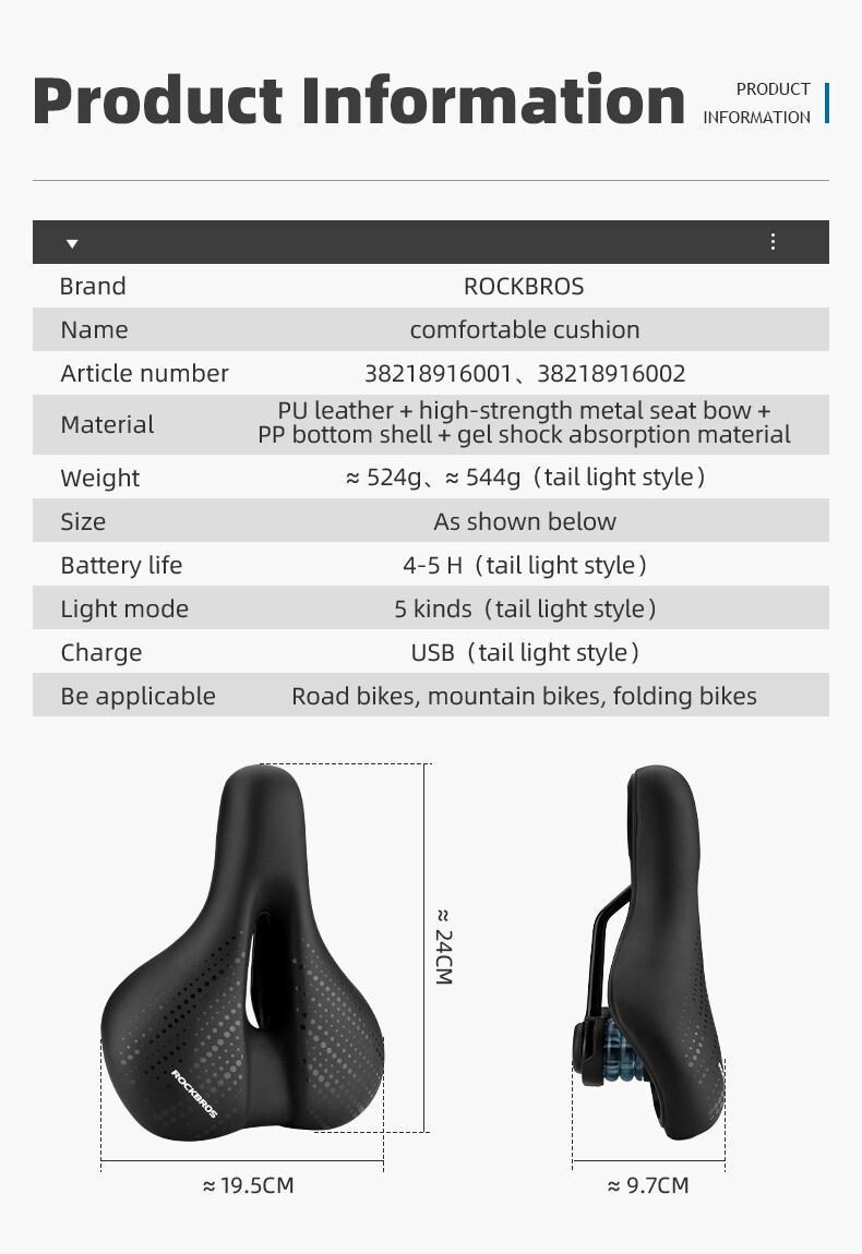 ROCKBROS Bike Seat for Men Women Comfort Wide Gel Bike Seat Replacement,Breathable Waterproof Padded Bicycle Saddle, Compatible with Cruiser/Mountain/Fat Bikes