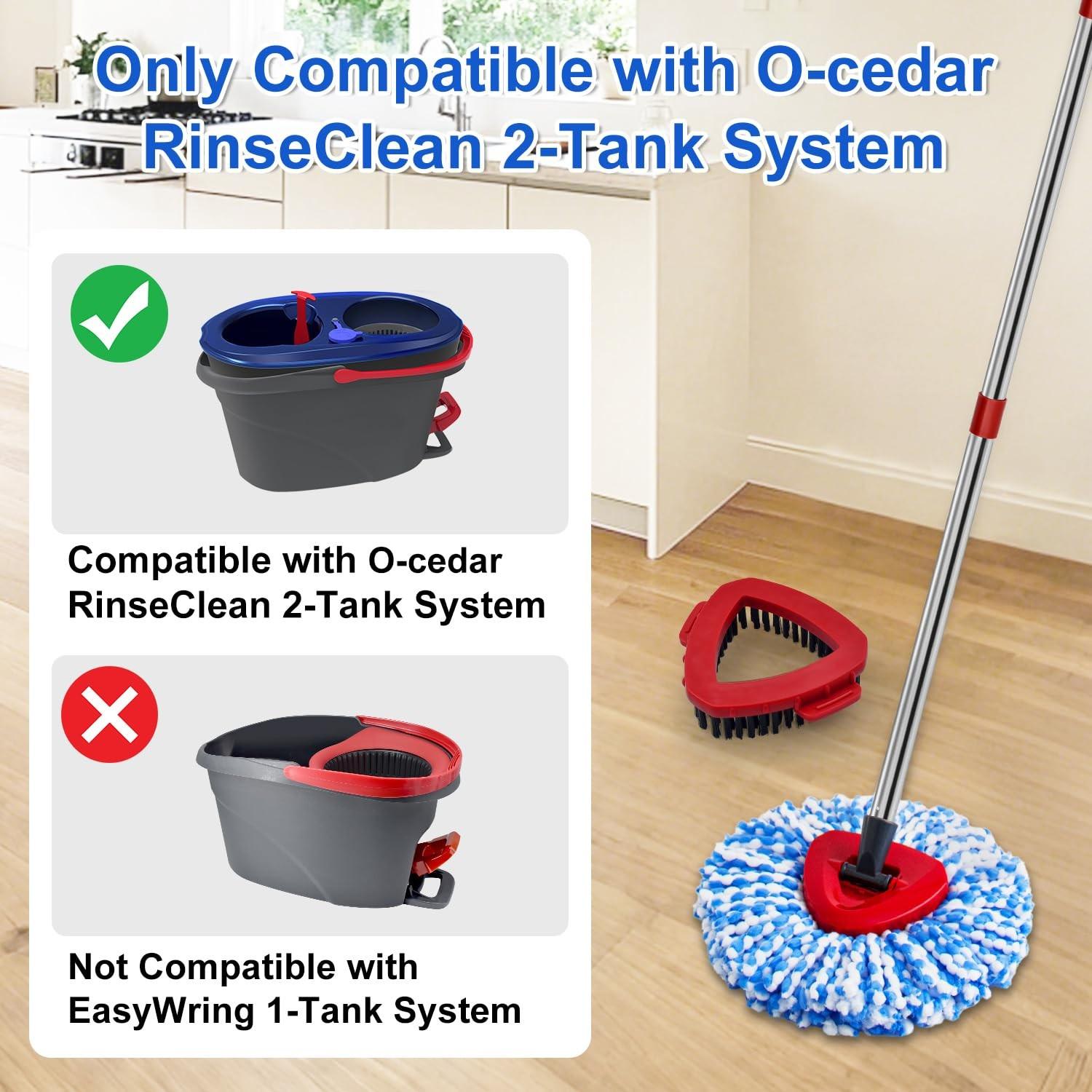 Mop Replacement Accessory Set - Fine Fiber Triangular Mop Head with Handle & Base Design, Compatible with Rotating Spin Mop, Perfect for Household Multi-Surface Hard Floor Scrubbing compatible with O-Cedar/Vileda triangular mop head