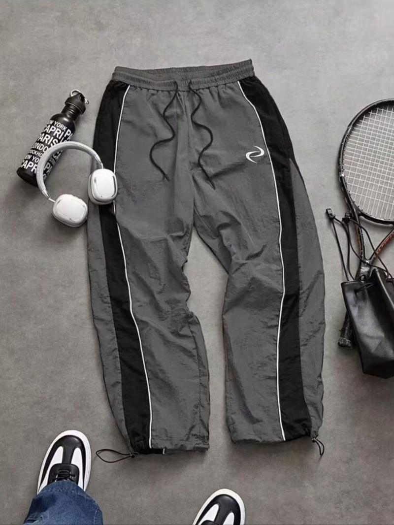 Men's Fashion Casual Sports Pants, Loose Fit, Elastic Cuff, Unique Print, Simple Versatile, Nylon Fabric, Perfect for Daily Wear