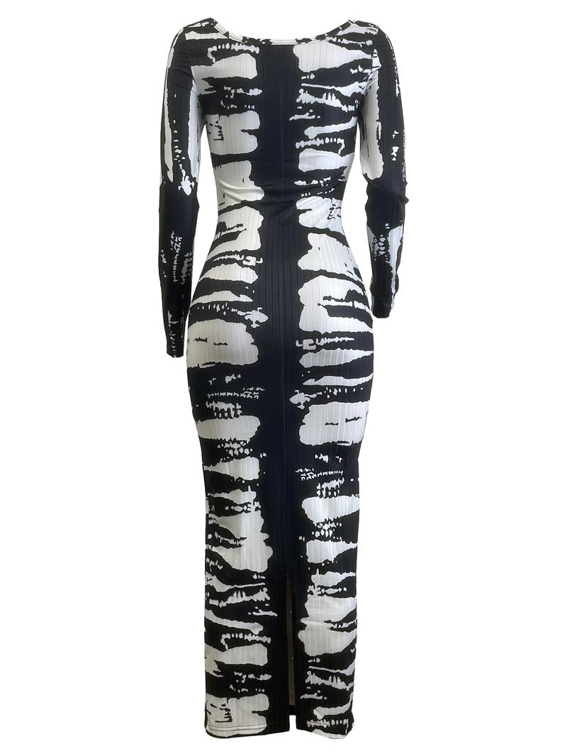 Women's Colorblock Long Dress, Casual Fashion Long Sleeve Dress for Daily Outdoor Wear, Women Dress for Spring