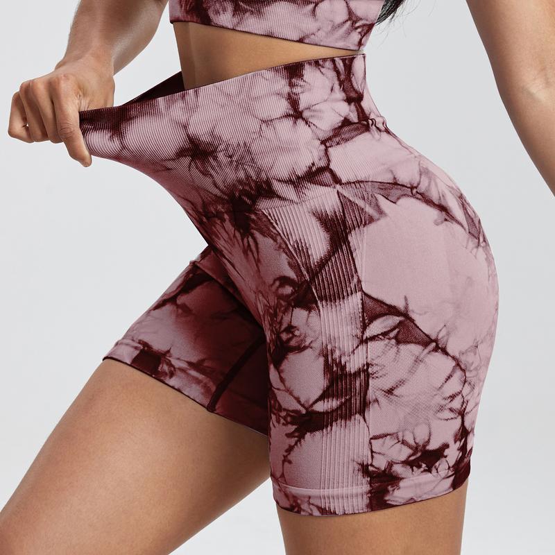 CHRLEISURE 6-Piece Set Of High Waisted Cycling Shorts Yoga Shorts, Solid Color Tie Dye Combination, Summer Cycling And Sports Yoga Shorts Combination Gymshorts Workout