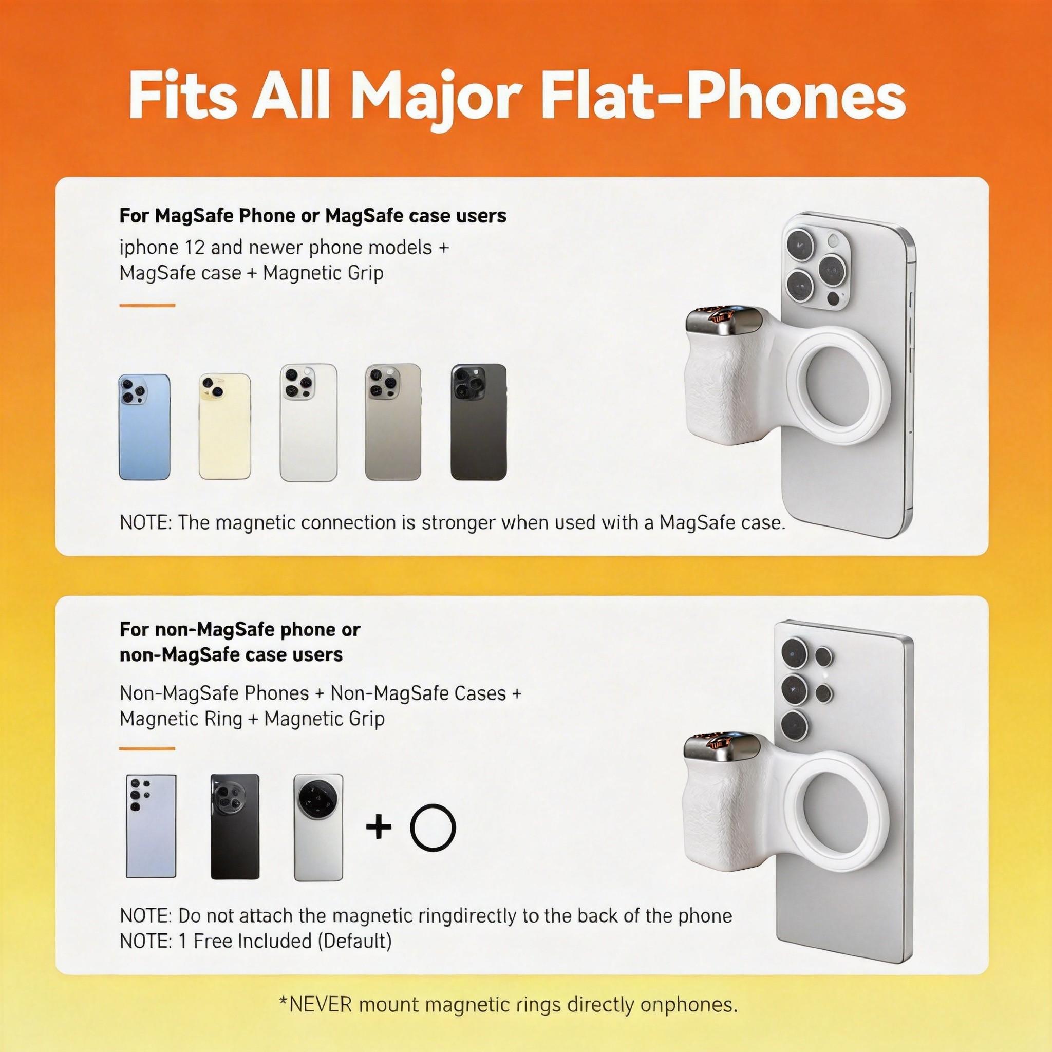 Magnetic Dslr Style Shutter Grip for iPhone and Android, Wireless Shutter Button, Beauty Filter Selfie Mirror, Perfect for Vlogging