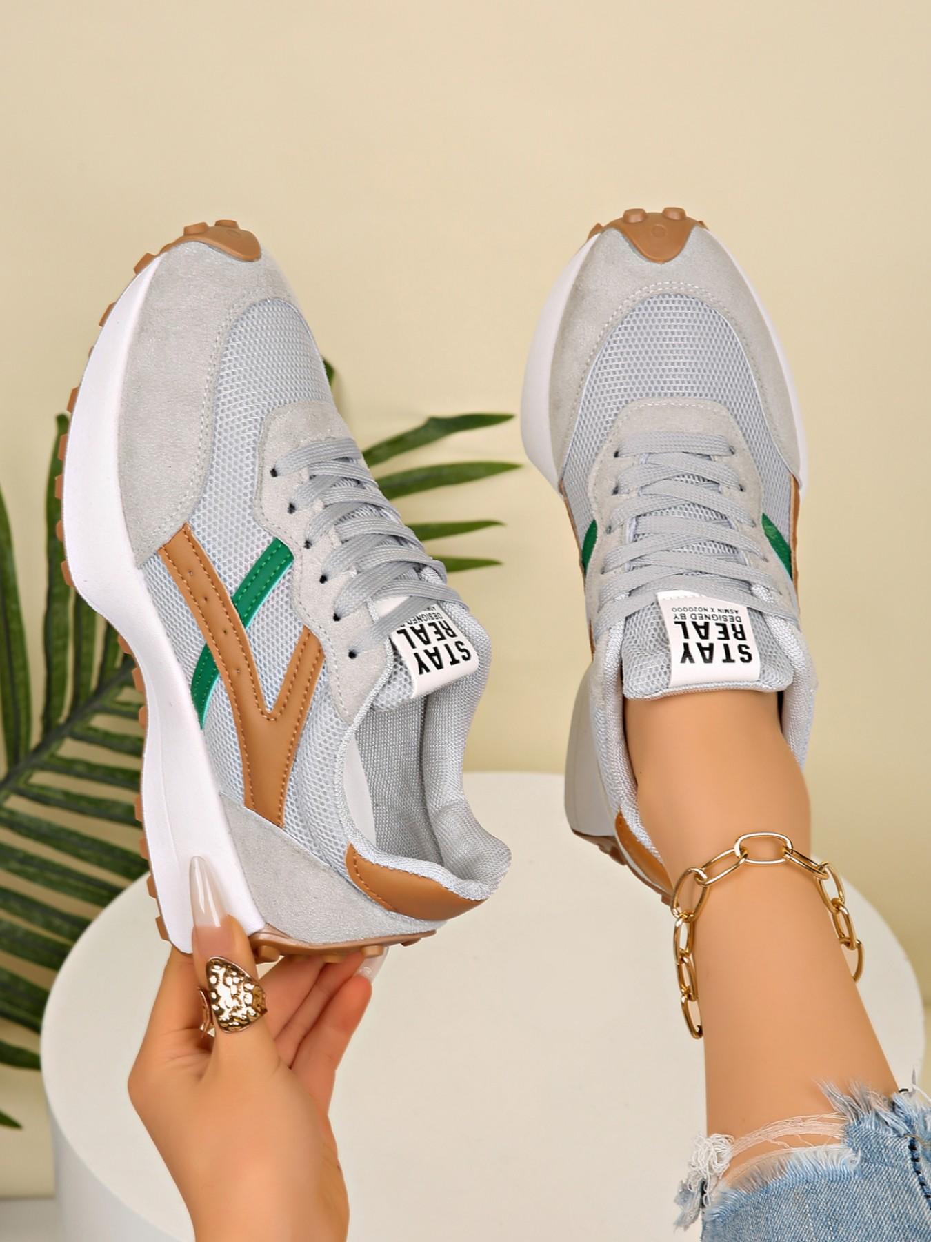 Women Height Increasing Thick Sole Non Slip Comfortable Breathable Colorblock Running Shoes Outdoor Running Sneakers for Outdoor Sports