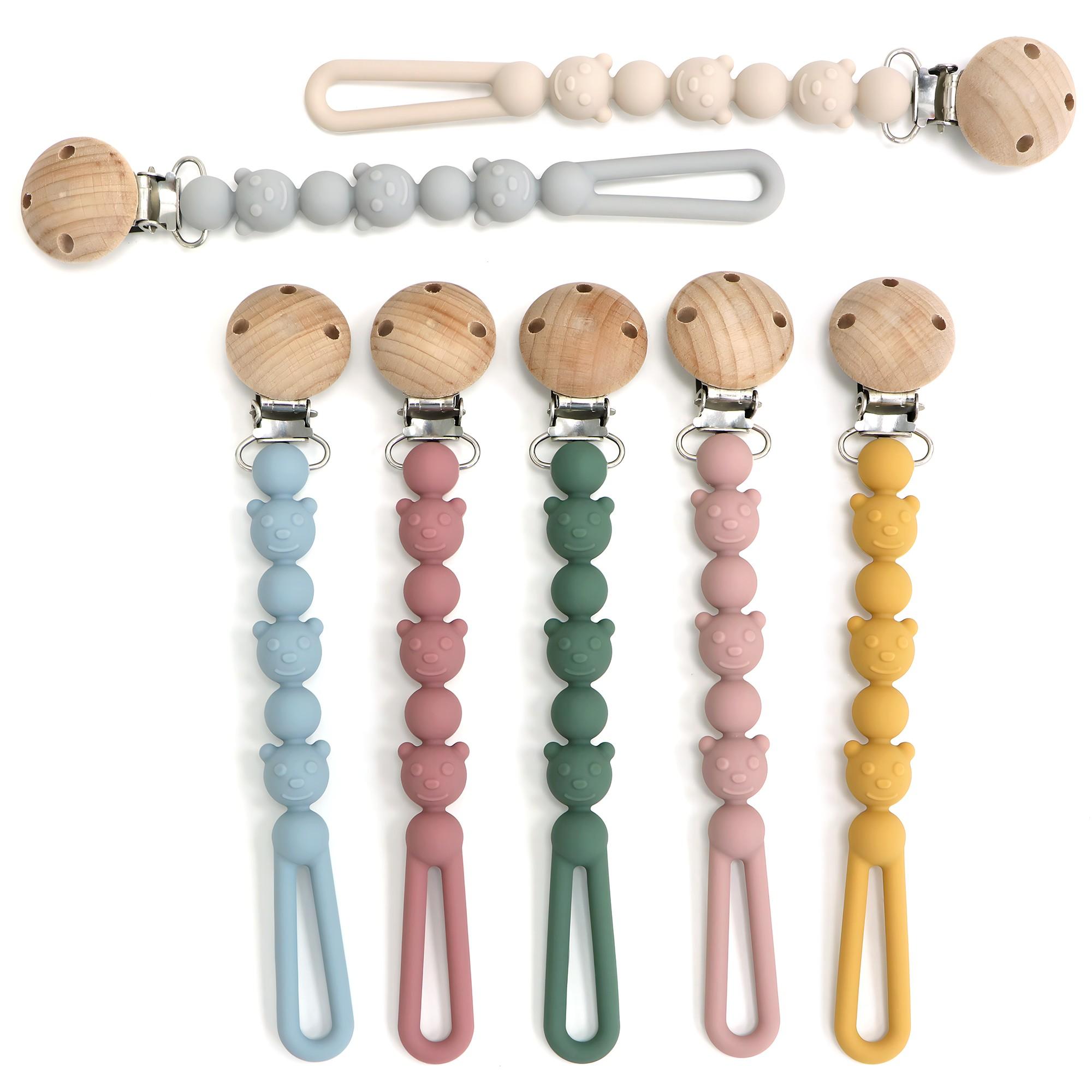 Unique Bear-Shaped Pacifier Chain, Anti-Drop Toy Holder, Flexible Pacifier Clip, Teething Toys Drop-Proof Chain