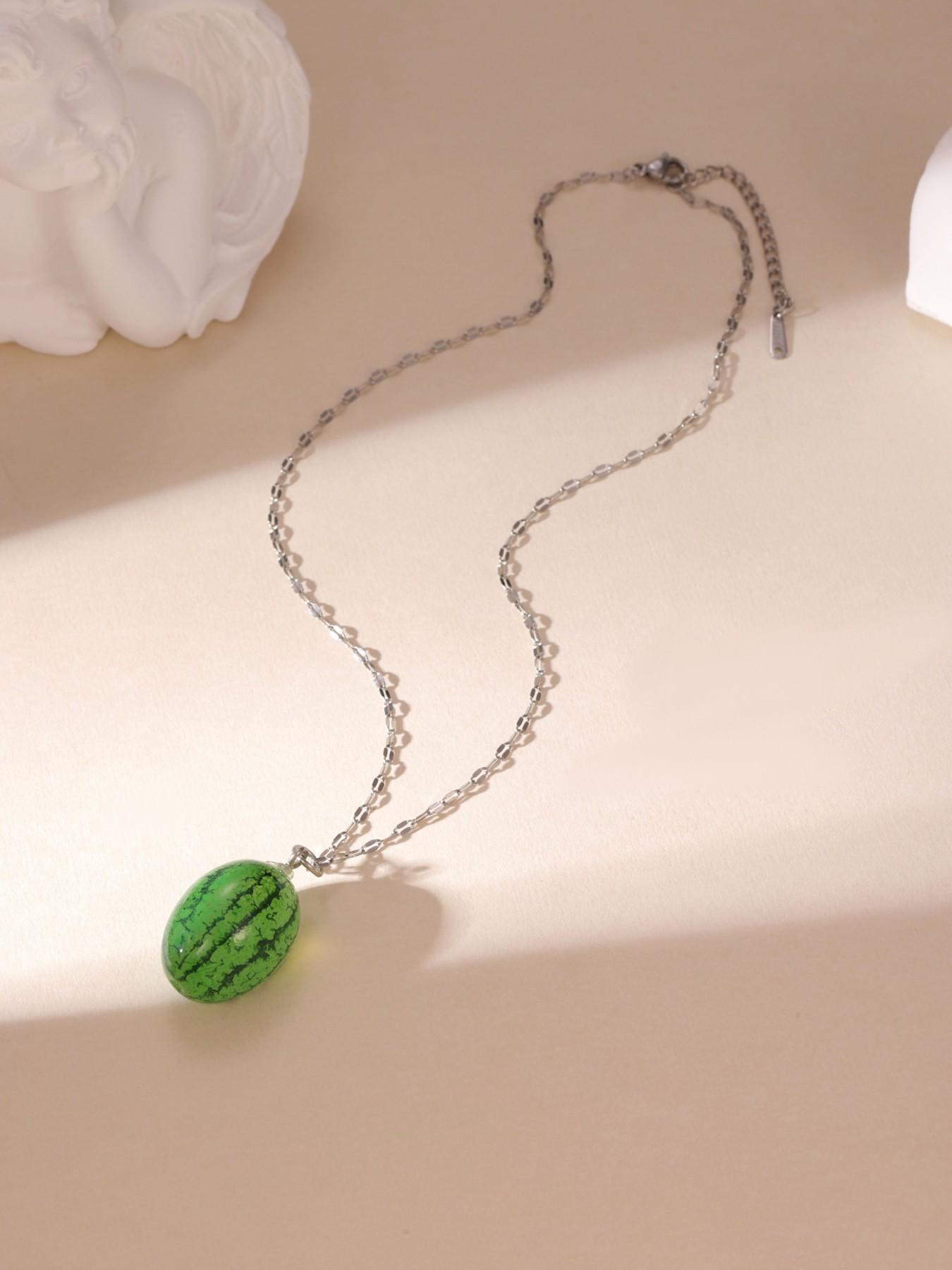 Edgy Girly 3D Fruit Shape Silver Necklace Lightweight Music Festival For Women