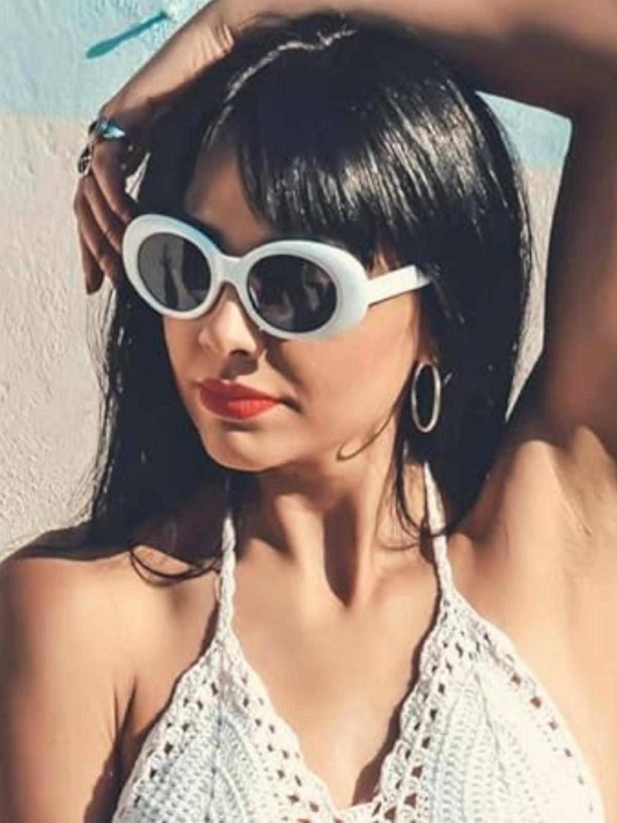 FEISEDY White Clout Goggles Sunglasses Women Men Retro Oval Sunglasses Girls Boys Sunglasses B2253