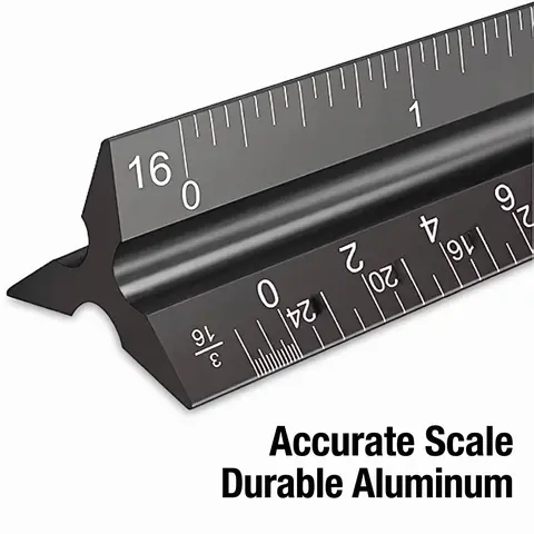 12 Inch Aluminum Architect Scale, Professional Drawing Scale, Triangular Scale, Hand Measuring Tool for Home & Office & School, Teaching Supplies, Classroom Supplies, Student Essentials, College Supplies