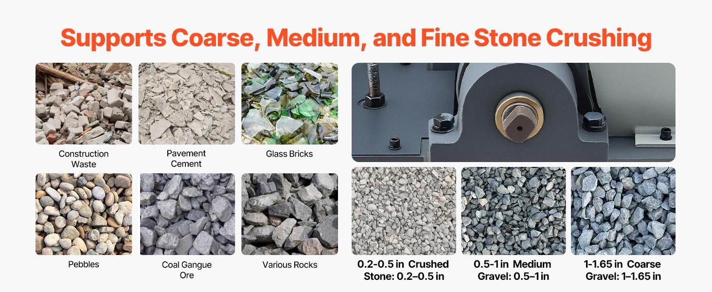 VEVOR Jaw Crusher Machine, 2.2KW High Power Rock Stone Crush Machine, 6.10x 5.12 inch Feeding Port, 1740 RPM Speed Stone Shatter Grinder, Electric Stone Shatter 220V, for Rock Coal Glass Bottle