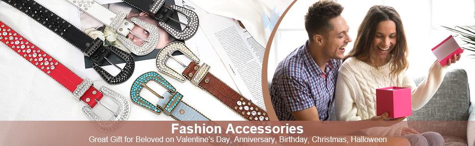 JASGOOD Women and Men Ladies Weatern Cowgirl Cowboy Bling Belt Rhinestone Belt for Jeans Pants Dress