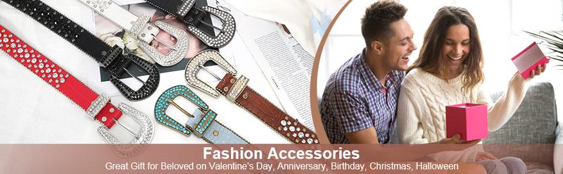 JASGOOD Women and Men Ladies Weatern Cowgirl Cowboy Bling Belt Rhinestone Belt for Jeans Pants Dress