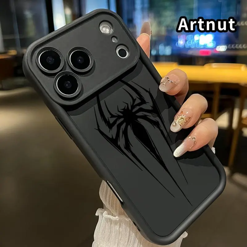 Durable Shockproof Protective Phone Case with Shadow Spider Pattern, Soft TPU Rubber, Camera Protection - Rugged Mobile Casing Accessories for iPhone 17 Pro Max, 16 Plus, 15, 14, 13, 12, 11, XR, Air, E (for Girls)