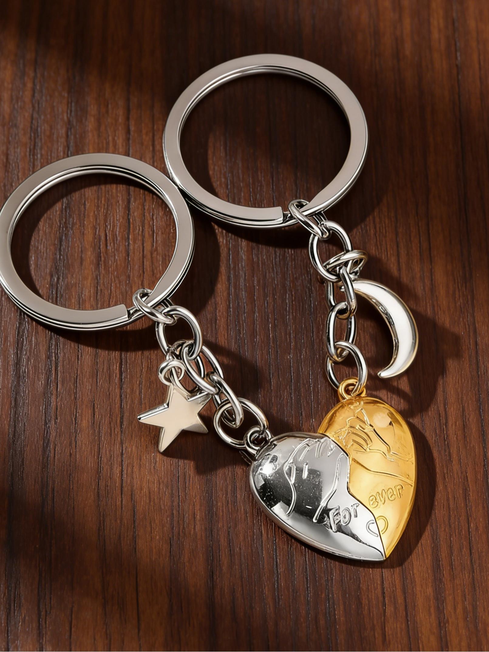 Magnetic Heart Keychain - Forever Love Star and Moon Keychain Perfect Gift for couples and family