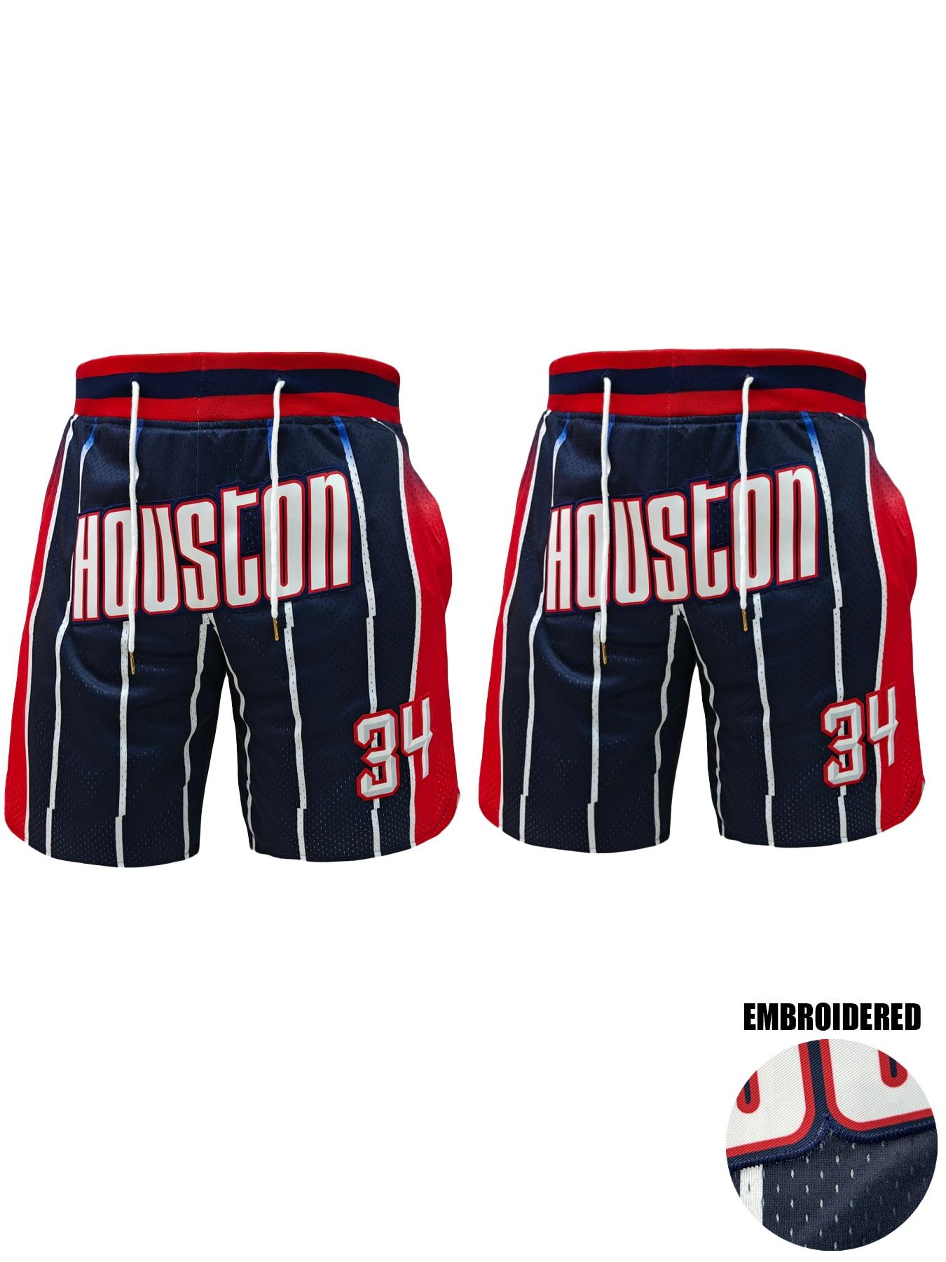 Men's Letter & Number Embroidery Basketball Shorts, Casual Comfy Breathable Athletic Shorts for Summer, Men's Bottoms for Daily Wear, Athleisure Style Bottoms