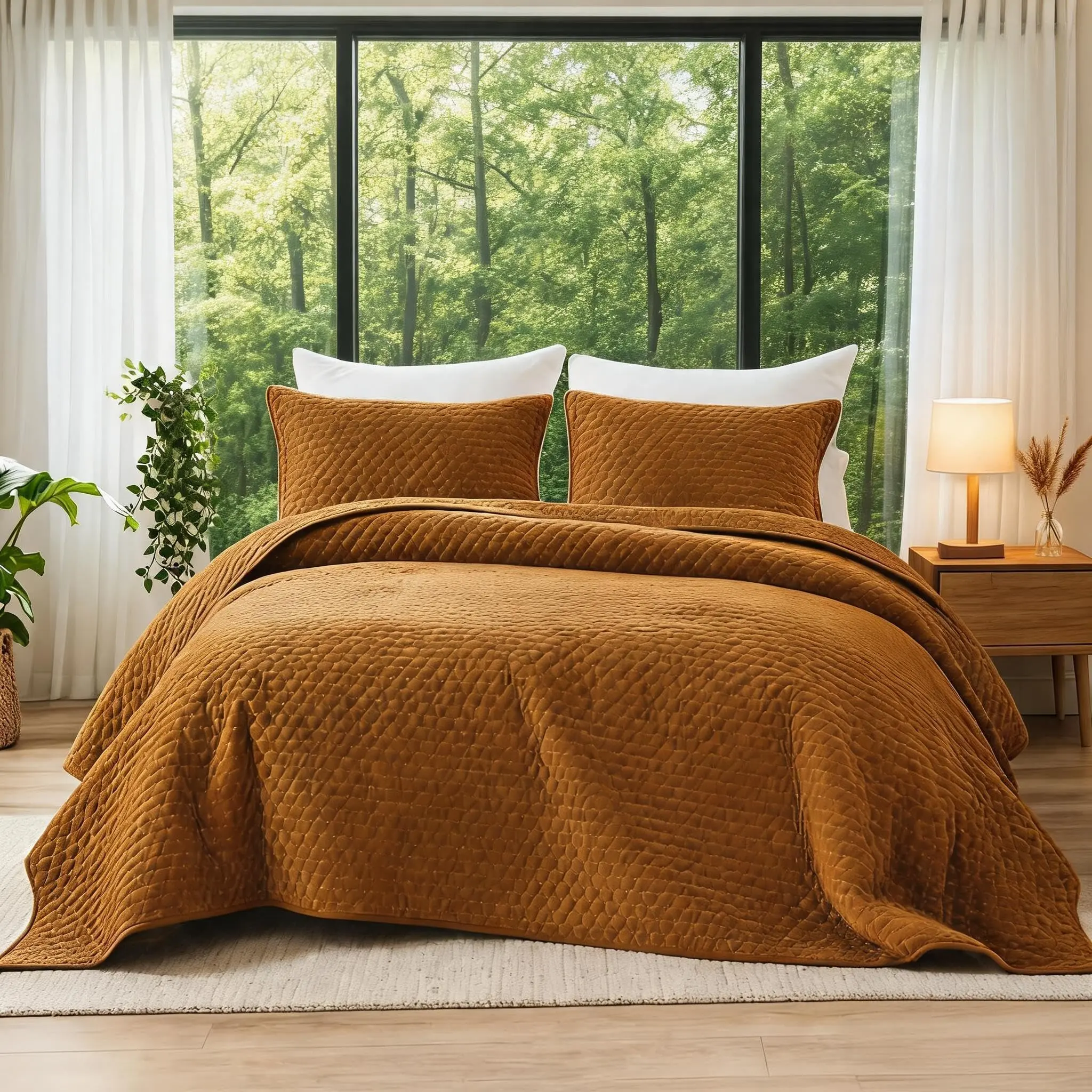 Quilt-Lightweight Bedspreads – Quilted Bedding Set, Soft Coverlet with 2 Pillow Shams for All Seasons, Breathable Boho Bedspread for Bedroom Home Decor