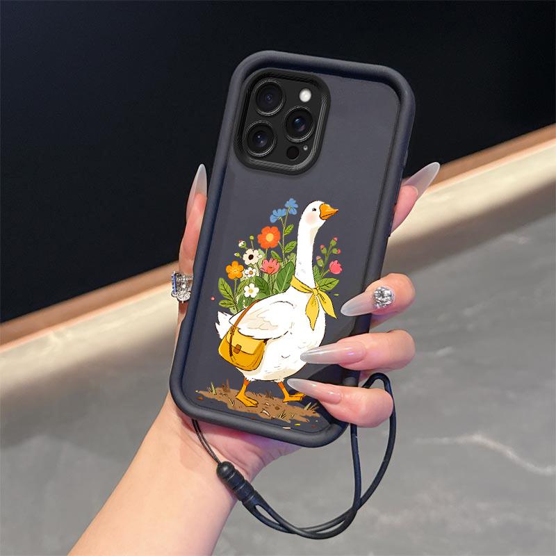 Tsundere Goose Flowers suit lanyard Art phone case Suitable for Samsung Galaxy series, Case is Suitable For Galaxy A735G/A725G/A714G/A555G/A545G/A535G/A52S5G/A525G wait model with TPU material, Fashionable and durable design