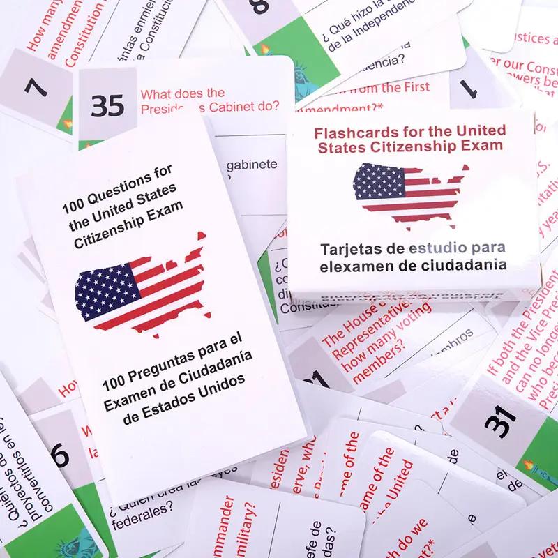 2025 Bilingual US Citizenship Flash Cards Kit - English/Spanish - 100 USCIS Civics Q&A & Study Guide for Naturalization Test Prep - Illustrated Cards - Perfect Father's Day & Boyfriend Gift Flashcards