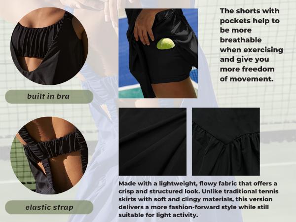 AnotherChill Women's 2-Piece Tennis Dress Set - Built-in Bra, Matching Shorts with Pockets, Cut Out Design - Gym, Golf Workout Sets Women Clothes #sohochic