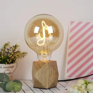 Wooden Lamp Base European Plug Line Table Lamp with Switch, Small Light Wooden Bottom Base for Home Office Bedroom Living Room Kitchen Decor