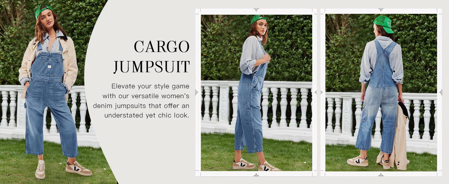 Imily Bela Womens Denim Bib Overalls Barrel Leg Adjustable Strap Jean Pants Jumpsuits with Pockets