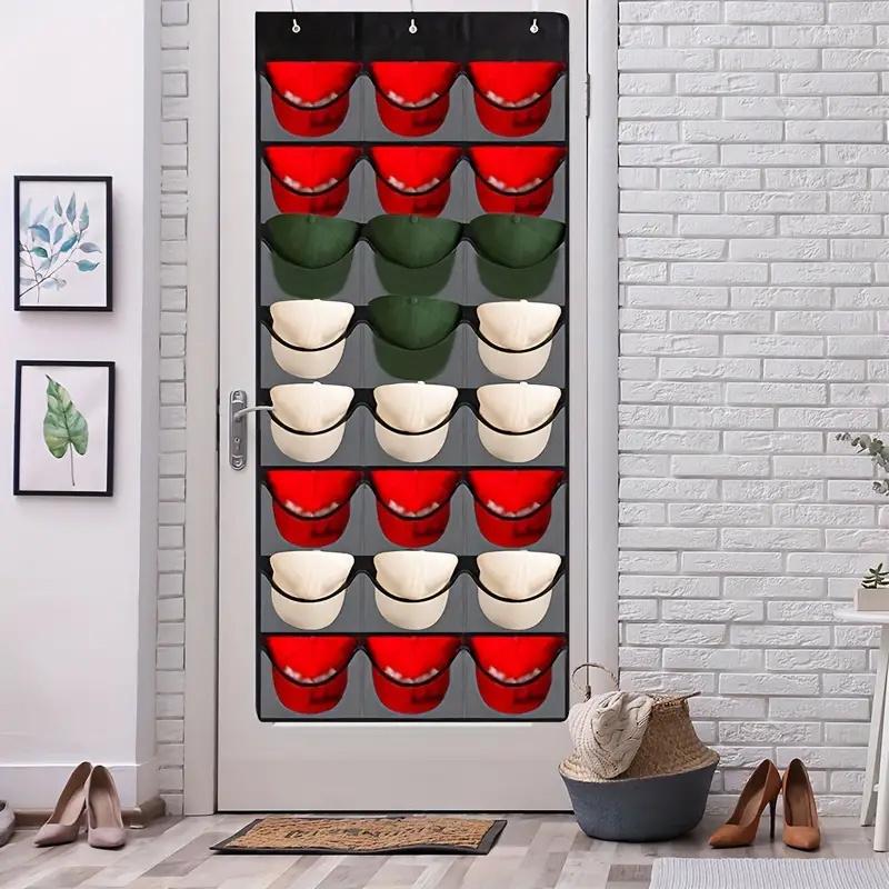 Hat Organizer Storage Bag for 18/24 Hats, Multi-Layer Hanging Hat Holder with 3 Hooks, 24 Deep Pockets for Baseball Caps, Space Saving Organizer, Organizer Storage Supplies, Space Saving Bags