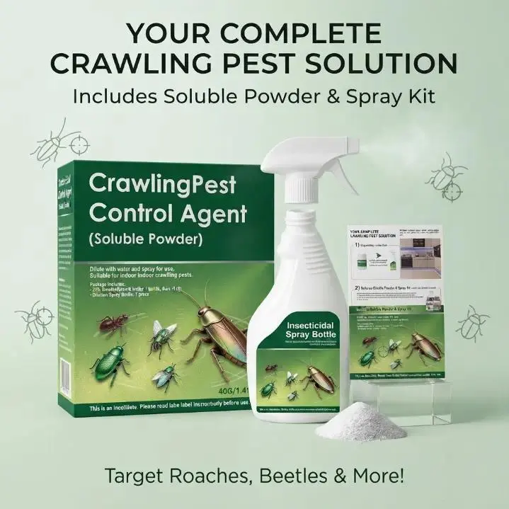 40g Crawling Pest Control Soluble Powder Kit for Home Users - Indoor Treatment Set with Insect Spray Bottle, Scoop, Targets Common Household Crawling Insects