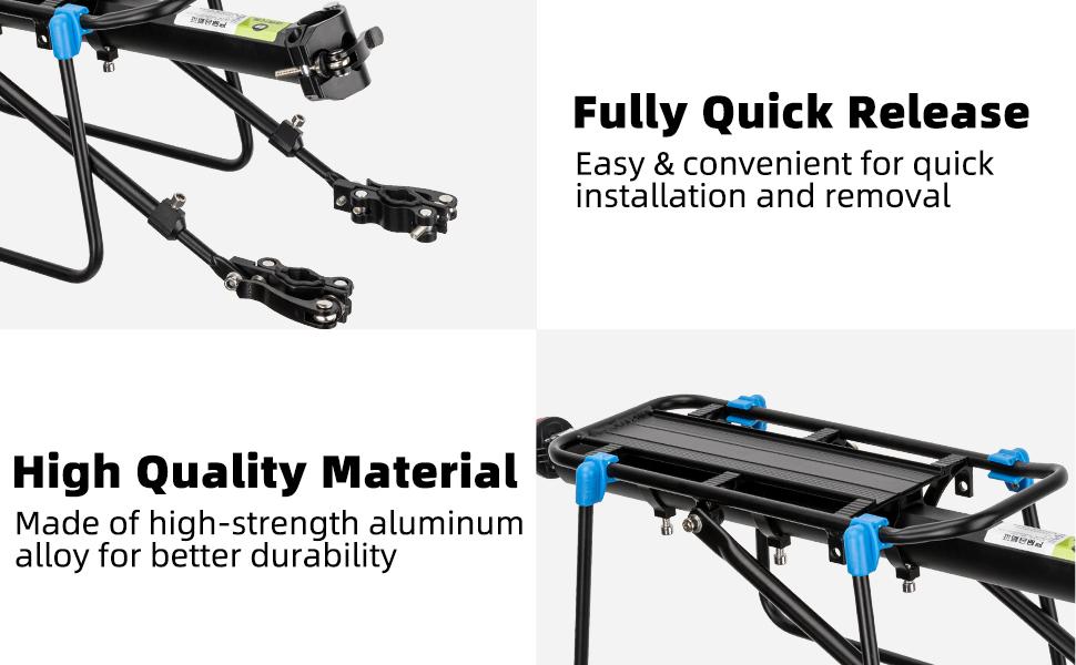 ROCKBROS Quick Release Rear Bike Rack, Aluminum Alloy Cargo Rack with Bike Trunk Bag 13L-25L Bike Rear Rack Bag and Bike Panniers Waterproof Bike Rear Rack Bag Max 30L Large Capacity for Mountain Bikes ROCKBROS Quick Release Rear Bike Rack, Aluminum Alloy Cargo Rack with Bike Trunk Bag 13L-25L Bike Rear Rack Bag and Bike Panniers Waterproof Bike Rear Rack Bag Max 30L Large Capacity for Mountain Bikes