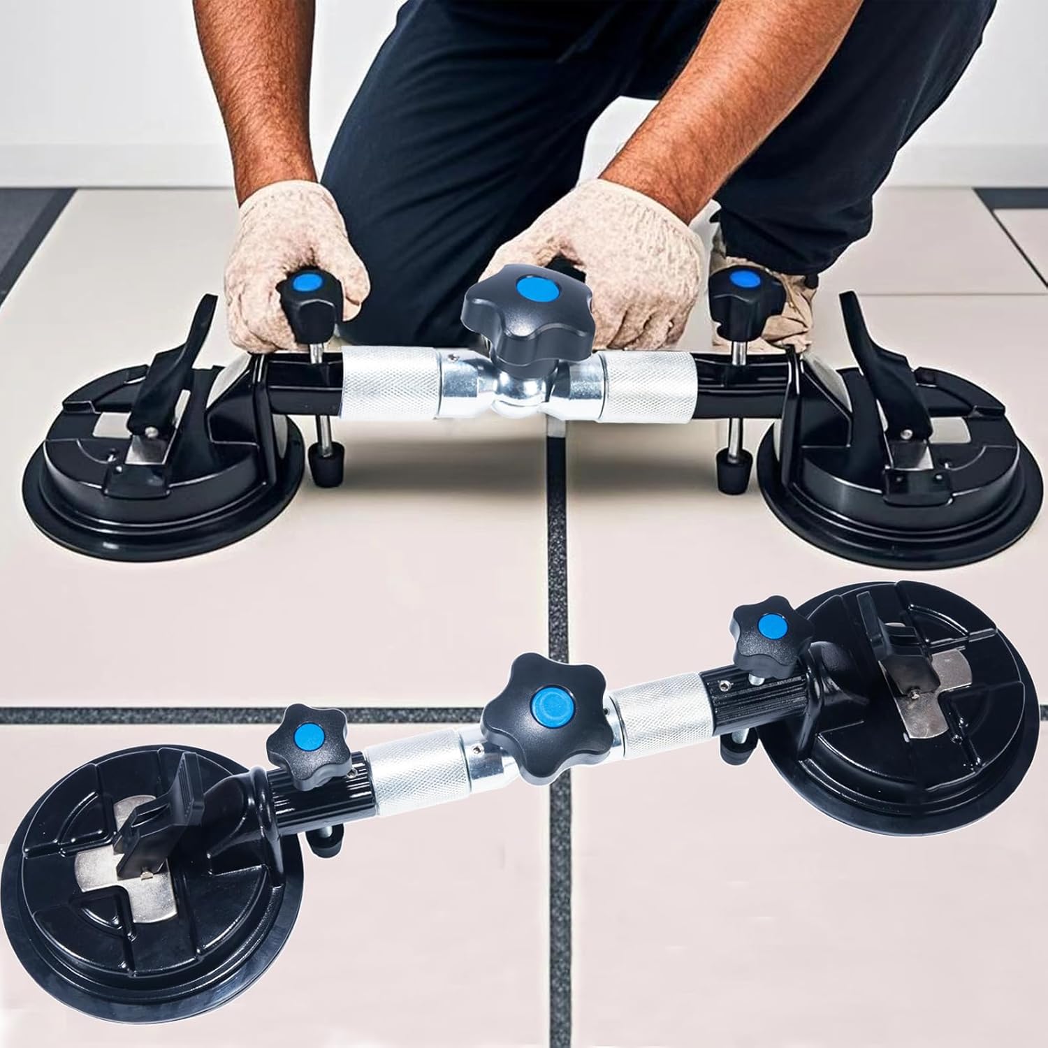 2 count Seamless Seam Setter Adjustable Suction Cup 6Inch 90-270  Tile Corner Leveling Tensioner Alignment Countertop Leveler Tools for Granite Stone Floor Seaming Installation Gripper Joiner