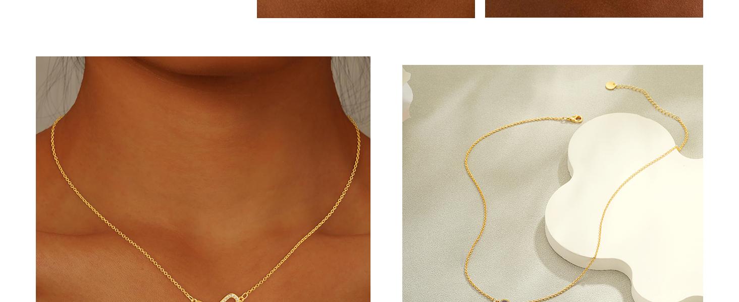 Dainty Gold Necklace for Women Non Tarnish Layered 14k Diamond Pendant Charm Gold Plated Necklaces CZ Trendy Zirconia Chain Choker Necklace Stack Gold Jewelry for Women Birthday Gift