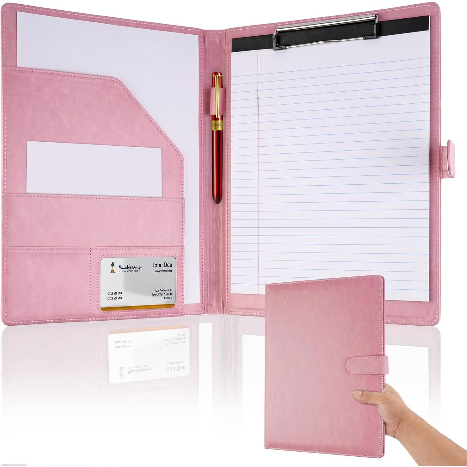 Professional Padfolio with Clipboard, Faux Leather Portfolio Folder Binder
