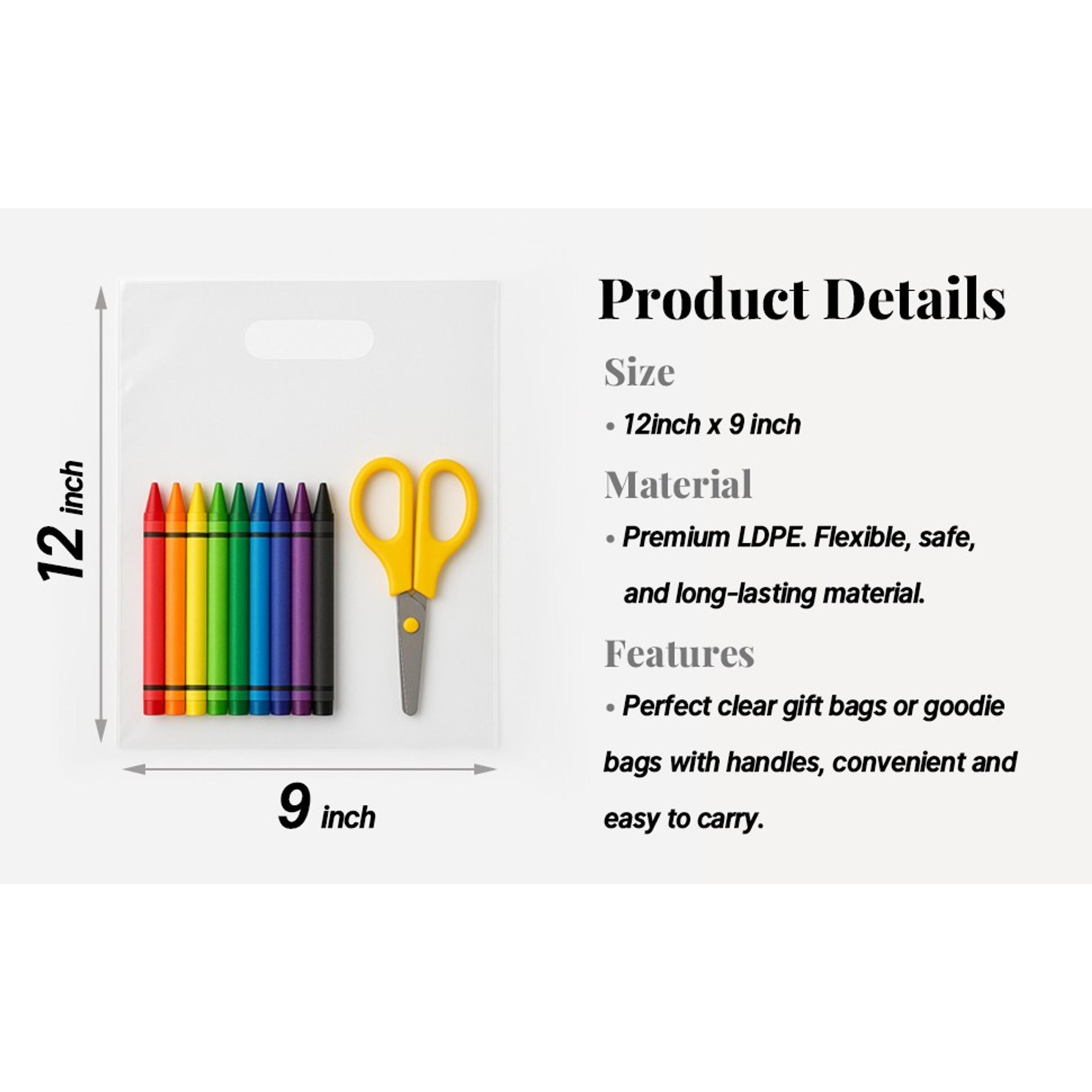 100PCS Clear Plastic Bags with Handles 9"x12" Shopping Bags, Small Plastic Gift Bag for Retail, Merchandise, Boutiques, and Small Business Packaging