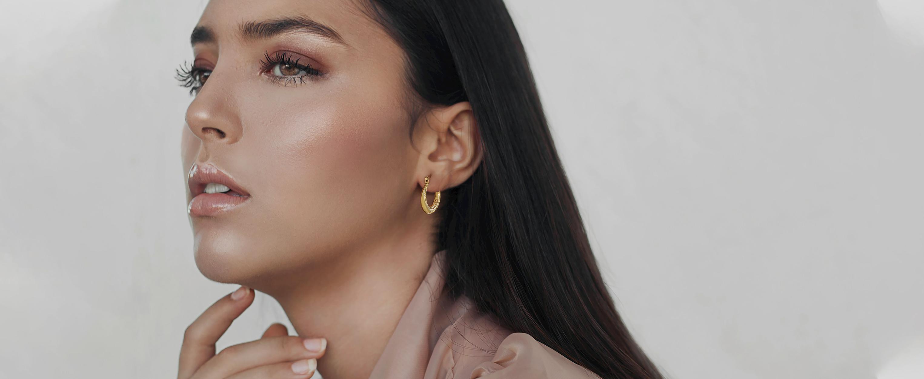 925 Sterling Silver Post Chunky Gold Hoops, Gold Plated Hypoallergenic Earrings for Women Jewelry