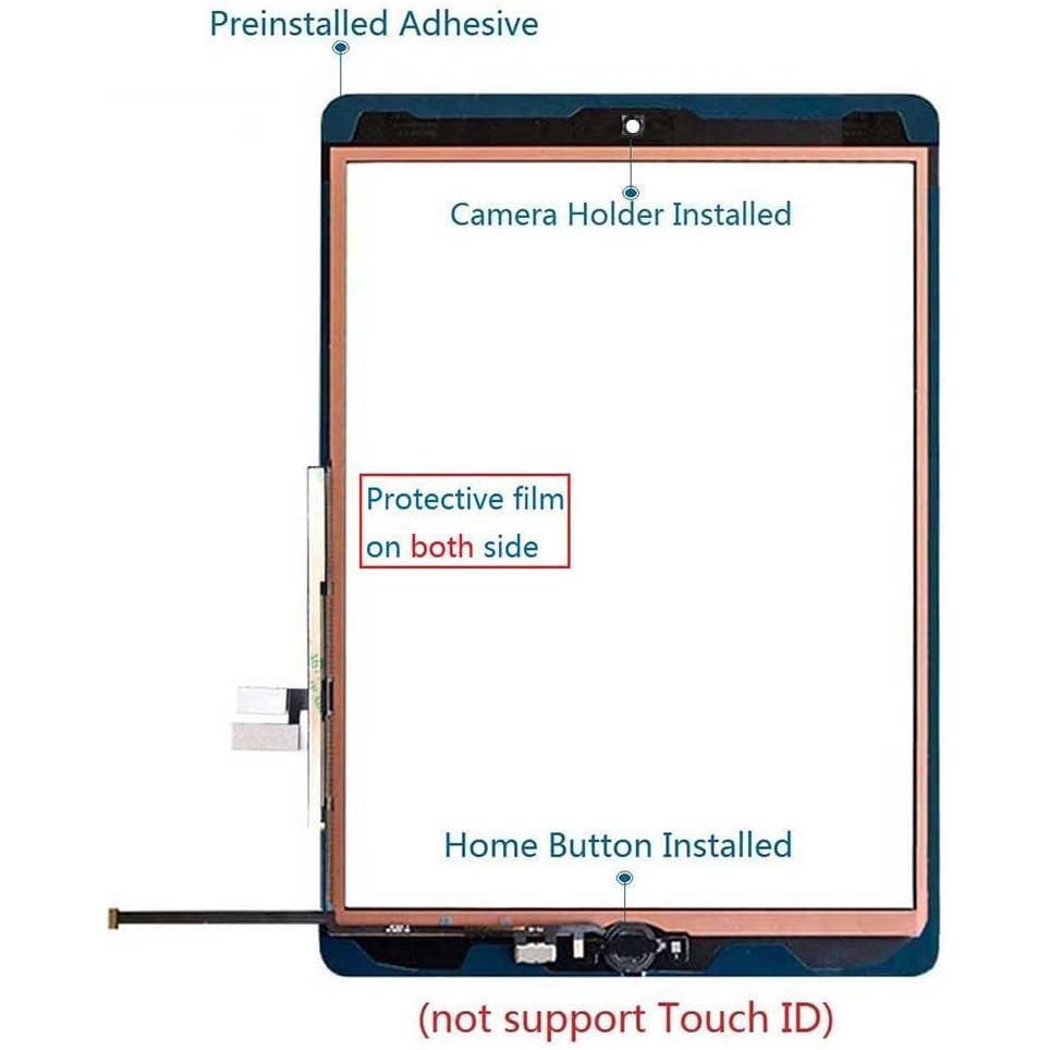 for iPad 9 2021 9th Generation  Screen Digitizer  A2602 A2603 A2604 A2605 with  Button,Camera Bracket,Pre-Installed Adhesive,Tool Repair Kit